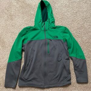 The North Face Men's Vibrant Green and Gray Fleece Jacket